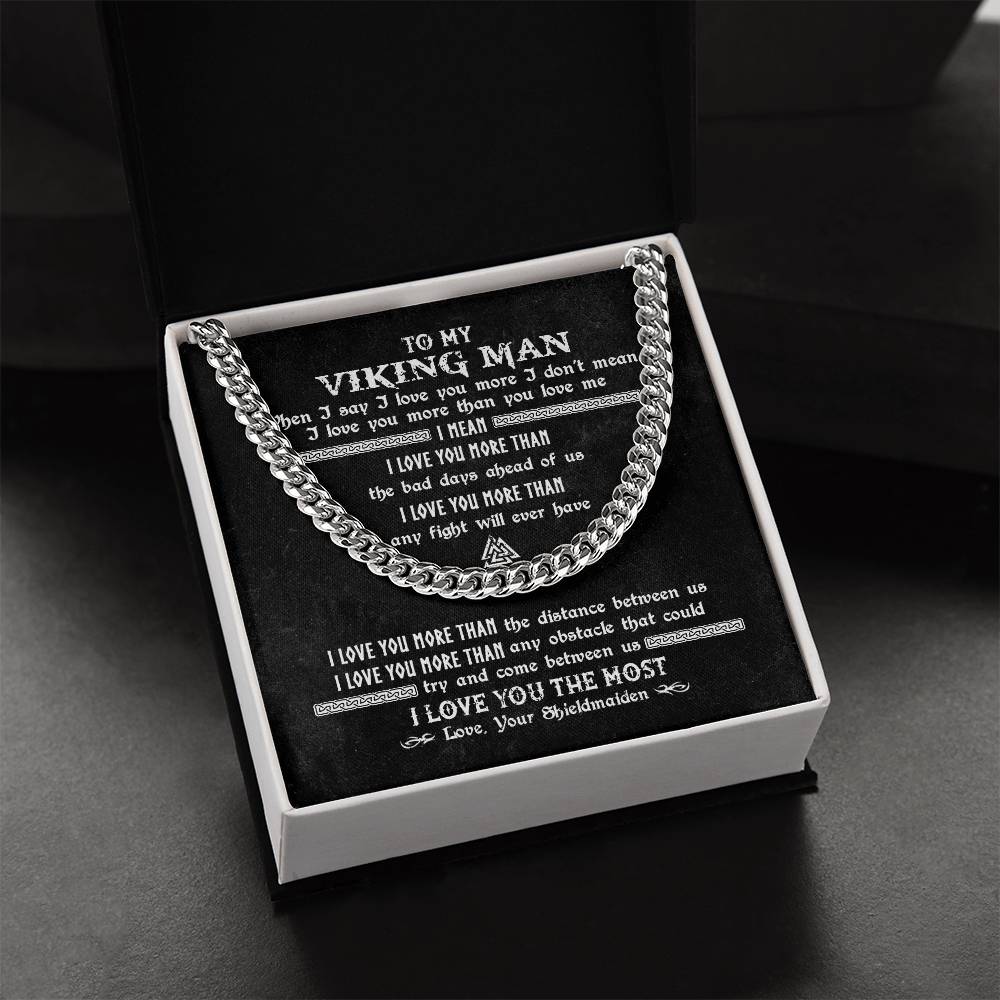 To My Viking Man Necklace Viking Gift For Man To Husband Boyfriend Cuban Link Chain