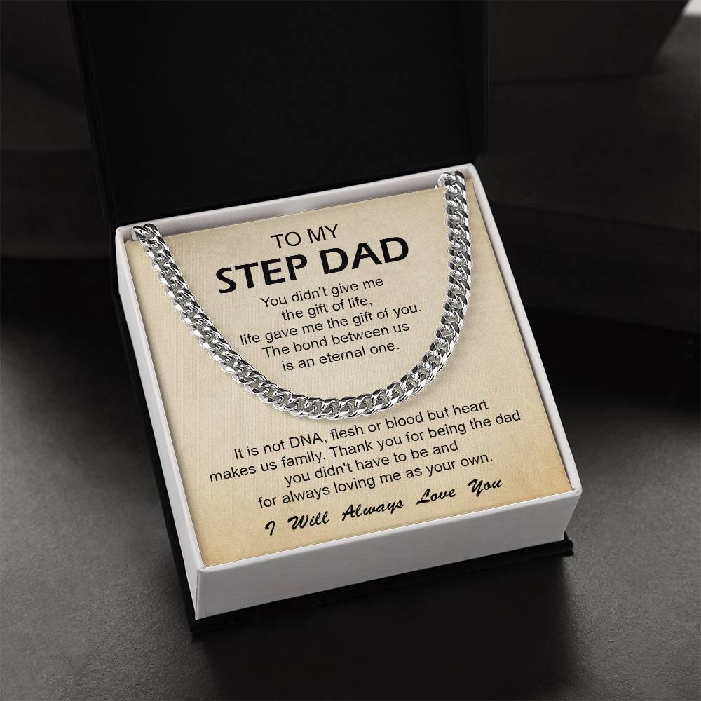 To My Step Dad Cuban Link Chain Necklace Step Dad Gift Fathers Day Gift For Stepdad Step Dad Birthday Gift