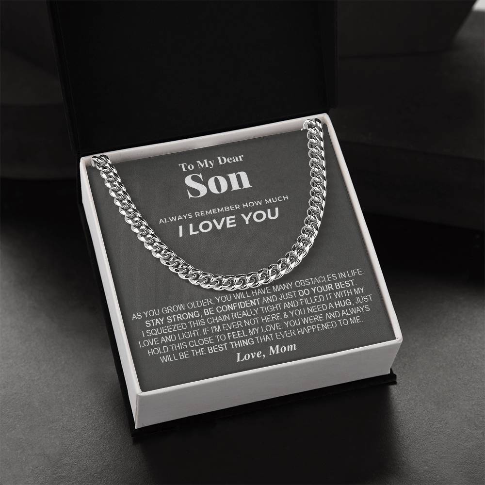 To My Dear Son Chain Necklace Gift For Son From Mom Son Birthday Son Graduation Gift Cuban Link Chain