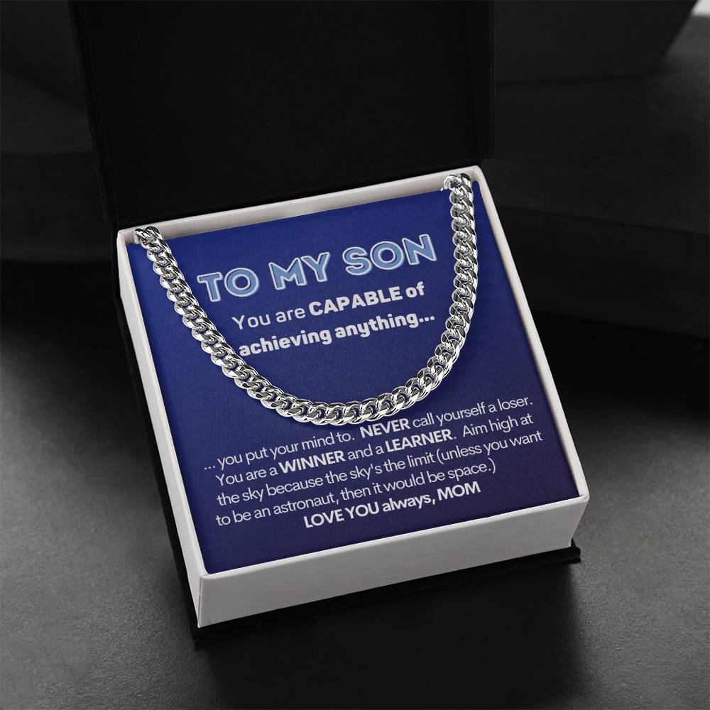 To My Son Cuban Chain Necklace Gift From Mom Cuban Link Chain
