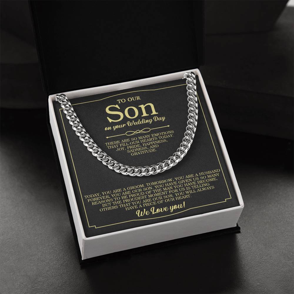 To Our Son On Your Wedding Day Cuban Chain Necklace Gift For Son From Mother And Dad Wedding Gift For Groom Groom Gift Cuban Link Chain