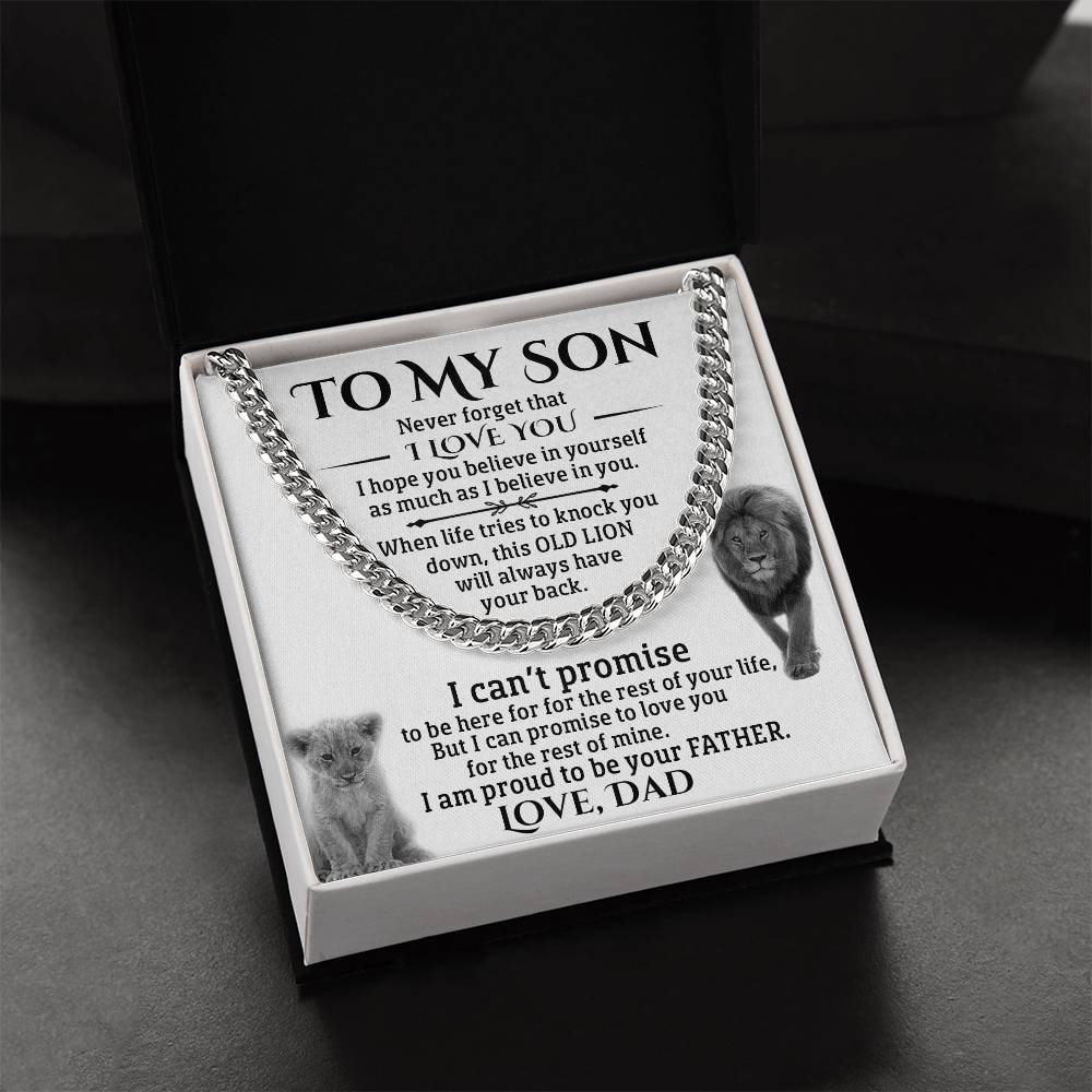 To My Son Gift From Dad Father To Son Chain Necklace Sentimental Gift For Son Cuban Link Chain