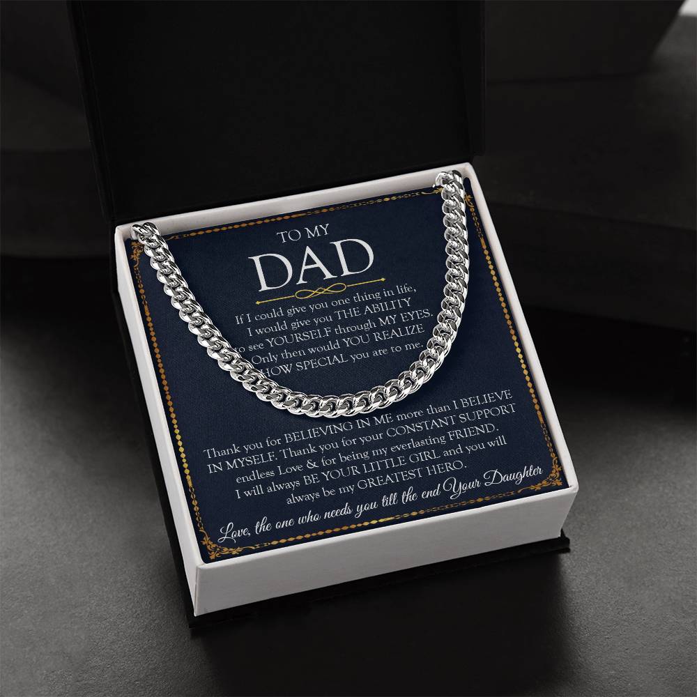 Father's Day Gift For Dad Dad Necklace Gift From Daughter To My Dad Necklace Dad Birthday Gift Cuban Link Chain