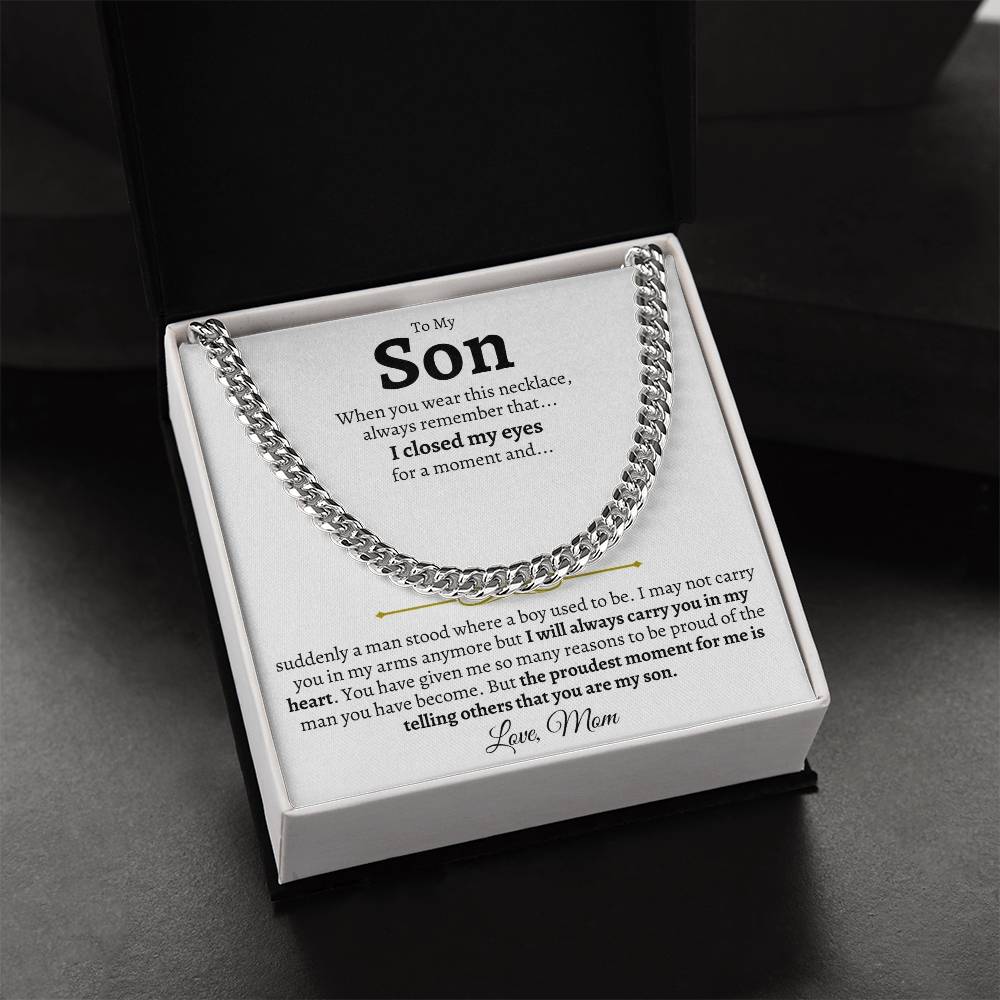 To My Son Chain Necklace Necklace For Son From Mom Gift For Him Birthday Graduation Cuban Link Chain