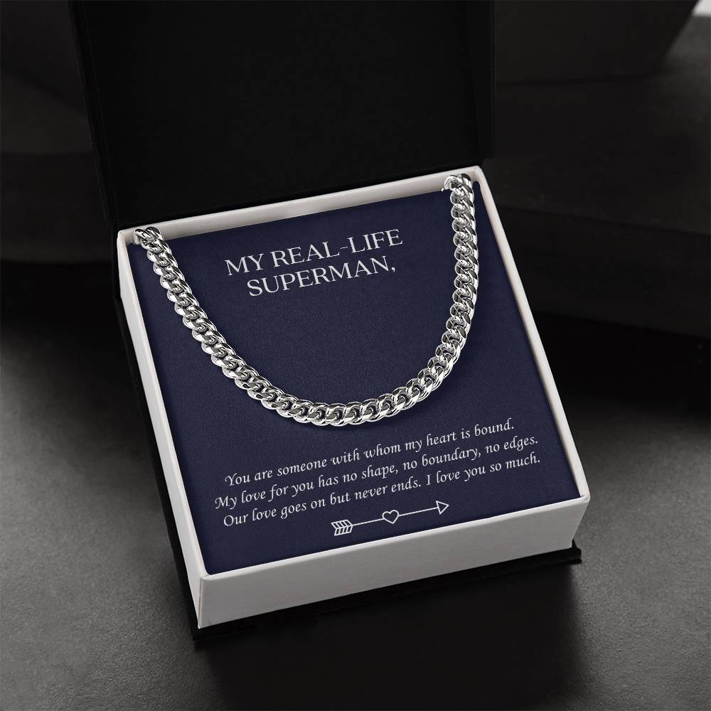 Valentine's Gift For Husbandboyfriend - Our Love Goes On But Never Ends. I Love You So Much. Cuban Link Chain