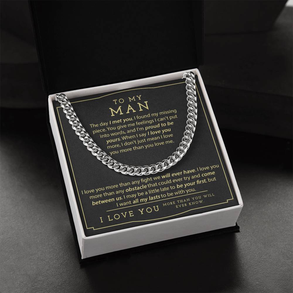 To My Man Necklace Boyfriend Necklace Gift Birthday Gift For Him Chain Necklace For Him Anniversary Husband Gift Cuban Link Chain