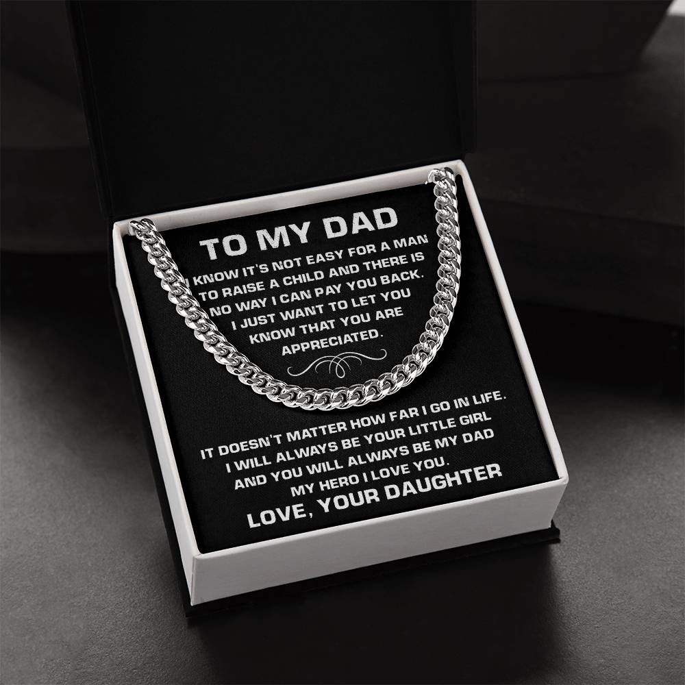 Necklace For Dad From Daughter-Best Father's Day Gift For Dad-Chain Necklace For Dad-Father's Day Jewelry Cuban Link Chain