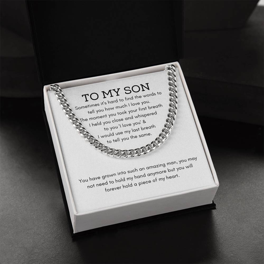 To My Son Christmas Gift For Son From Mom Dad To Son Gift Stocking Stuffers For Teenage Boys Son Necklace From Mom & D Cuban Link Chain