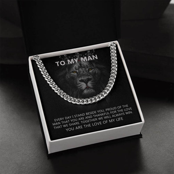 To-My-Man-Every-Day-I-Stand-Beside-You-Cuban-Link-Chain-Necklace-With-Message-Card-Gift-For-Husband-Or-Boyfriend-I-Lov Cuban Link Chain