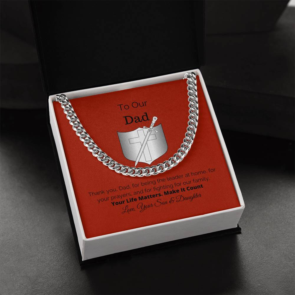 To Our Dad Gift For Him Cuban Link Chain Necklace Cuban Chain Necklace Stainless Steel 14K Yellow Gold Christmas Gift