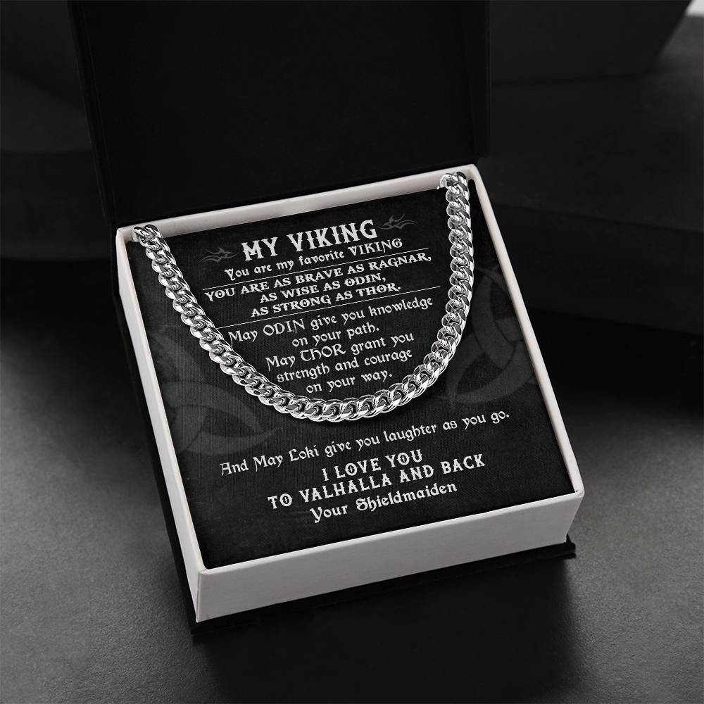 To My Viking Necklace Viking Gift For Man Cuban Link Chain