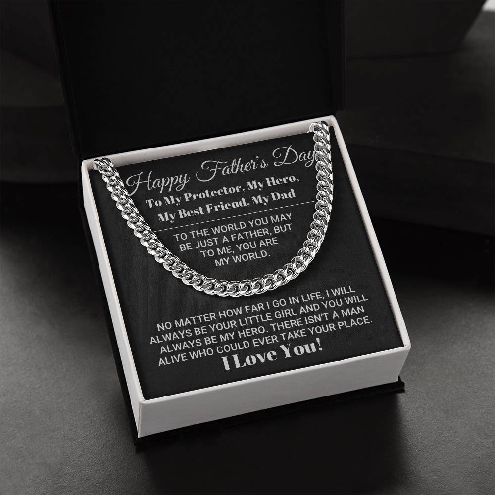 My Dad My World Father's Day Gift Cuban Link Chain