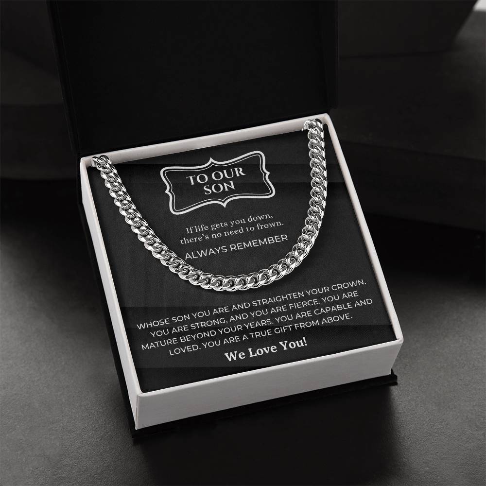 Cuban Chain Necklace Gift For Son From Parents Birthday Gift For Son Encouragement Gift For Son Cuban Link Chain