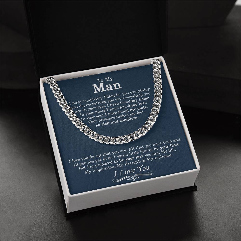 To My Man Chain Necklace Men Chain Necklace Sentimental Gift For Husband Boyfriend Anniversary Gift Valentine Gift Cuban Link Chain