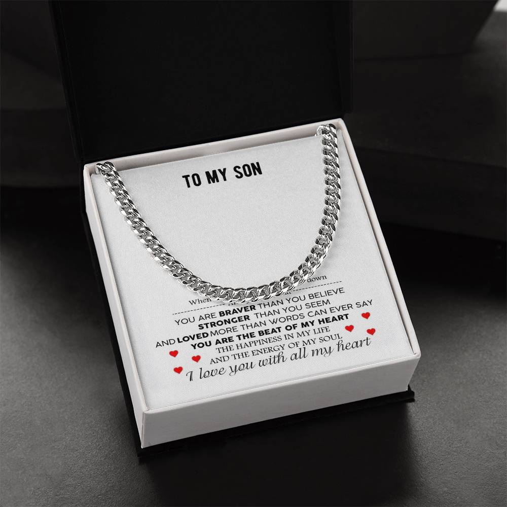 The Energy Of My Soul I Love You With All My Heart Gift For Son Cuban Link Chain Necklace