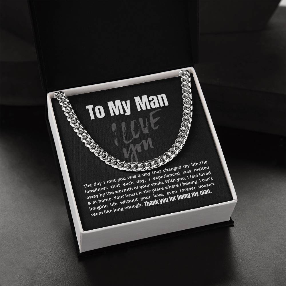 To My Man - The Day I Met You - Cuban Link Chain Necklace