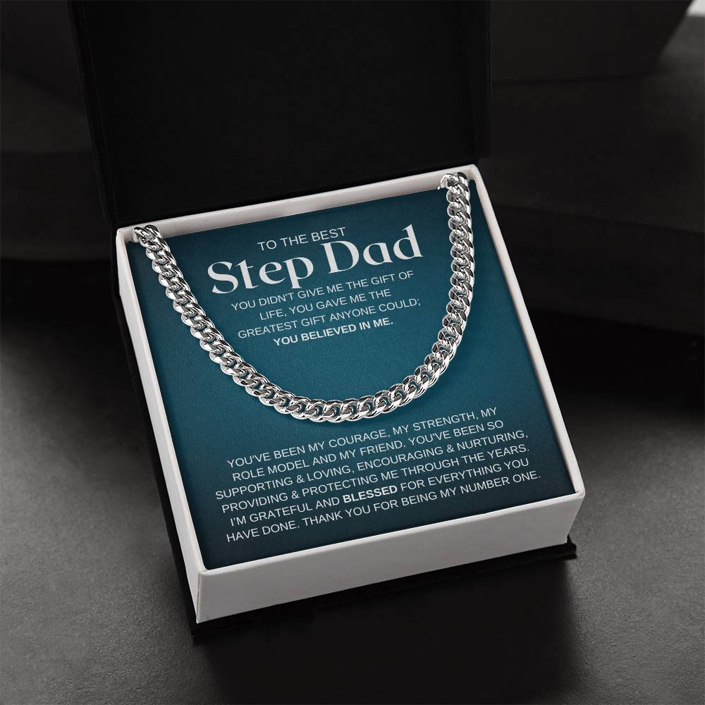 To My Step Dad Cuban Chain Necklace Gift For Step Dad Fathers Day Gift Stepdad Birthday Gift Cuban Link Chain