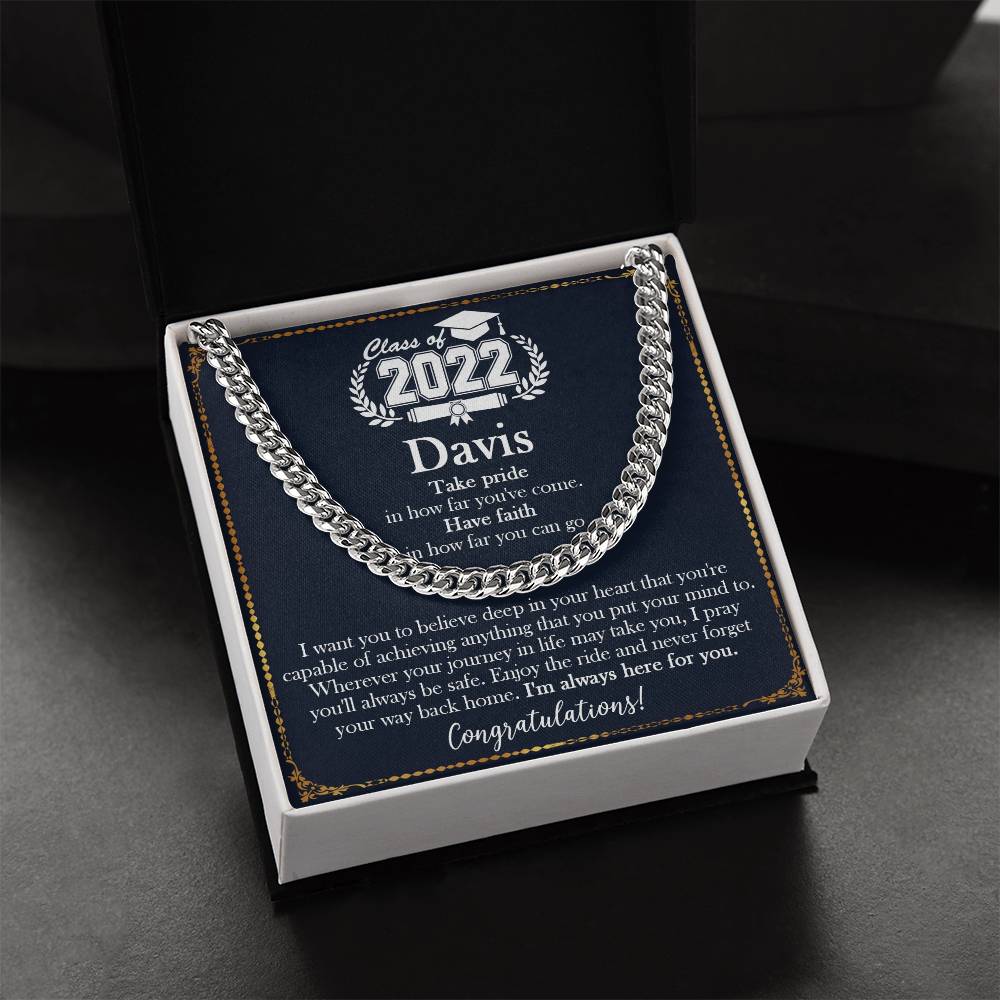 Personalized Graduation Gift For Him Graduation Gifts For Son Grandson Nephew Graduation Gift High School Boy Graduati Cuban Link Chain