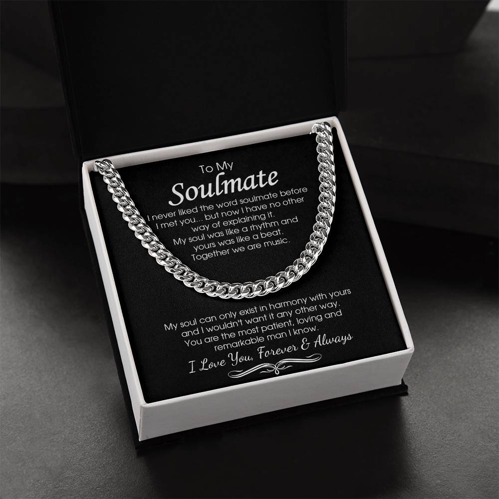 To My Soulmate Cuban Chain Necklace Romantic Gifts For Him Valentine Gift For Boyfriend Husband Cuban Link Chain