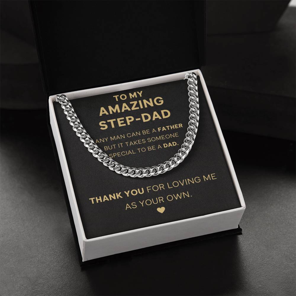 To My Amazing Step-Dad - Thank You - Cuban Link Chain