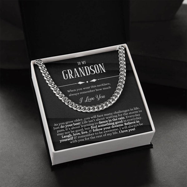To My Grandson Sentimental Gift For Grandson Grandson Gift From Grandmagrandpa Birthday Graduation Christmas Cuban Link Chain