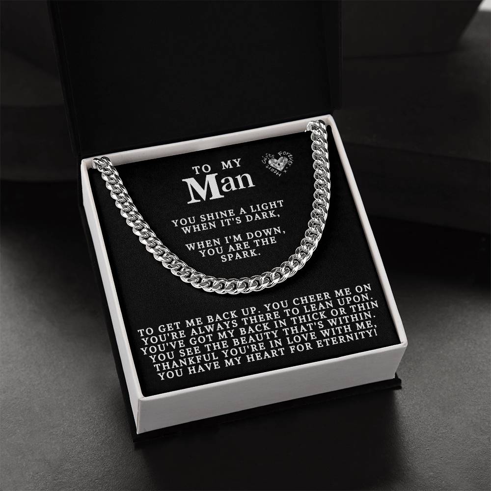 To My Man For Eternity Chain Link Necklace Cuban Link Chain