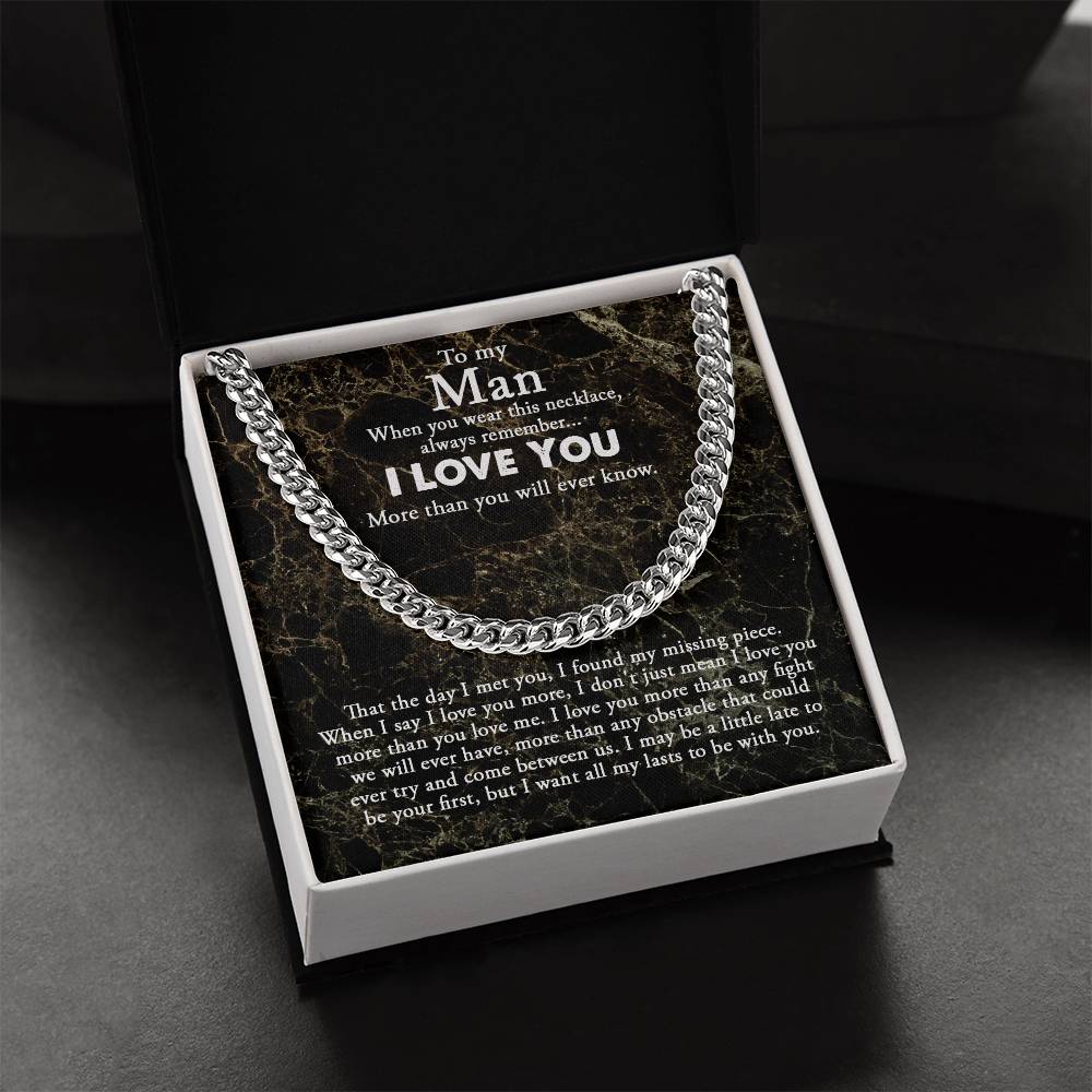 To My Man Chain Necklace Gift For Boyfriend Boyfriend Birthday Gift Anniversary Gift Cuban Link Chain