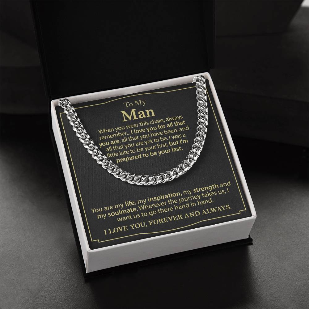 To My Man Necklace Cuban Chain Necklace For Him Romantic Birthday Gifts For Men Cuban Link Chain