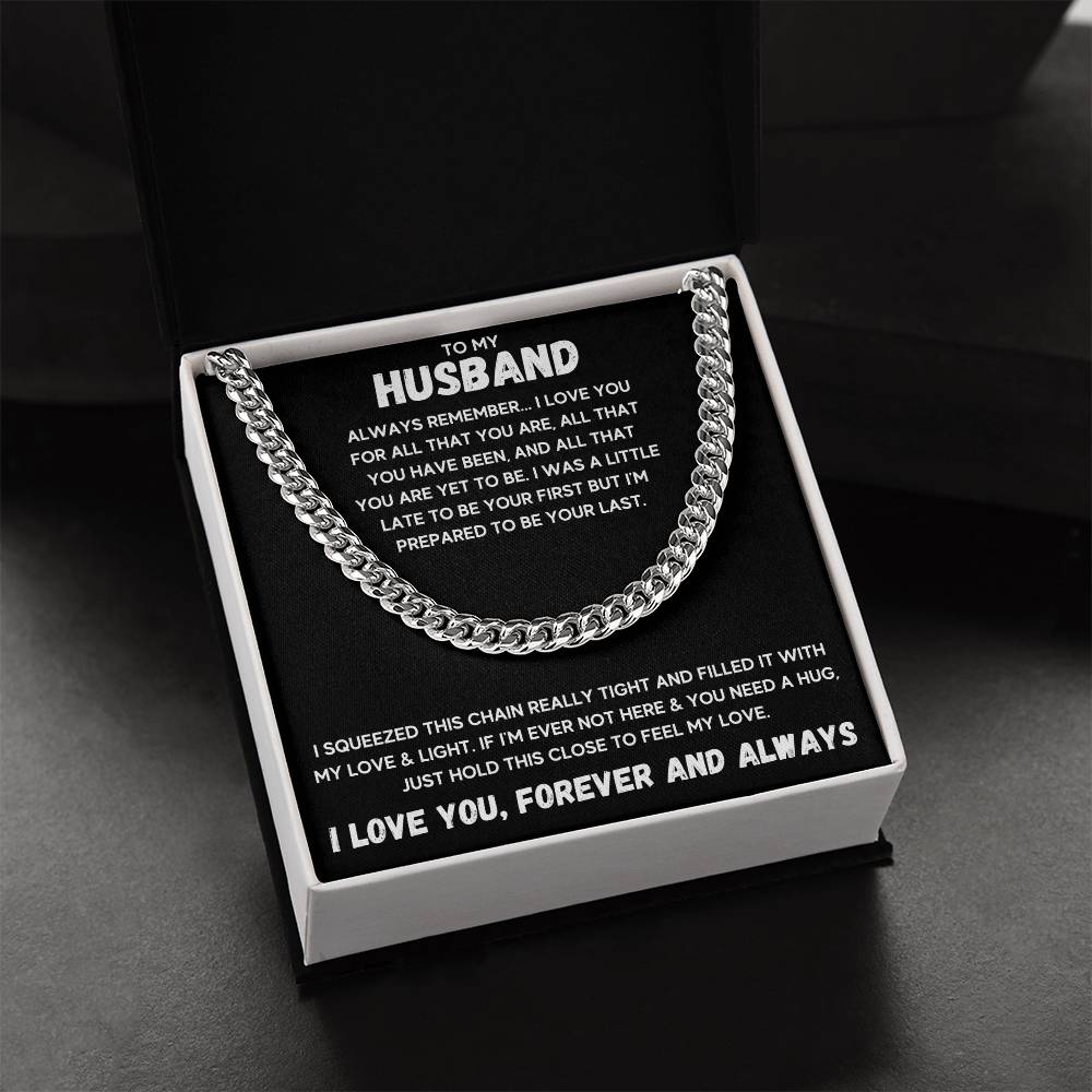 To My Husband Cuban Link Chain With Led Box
