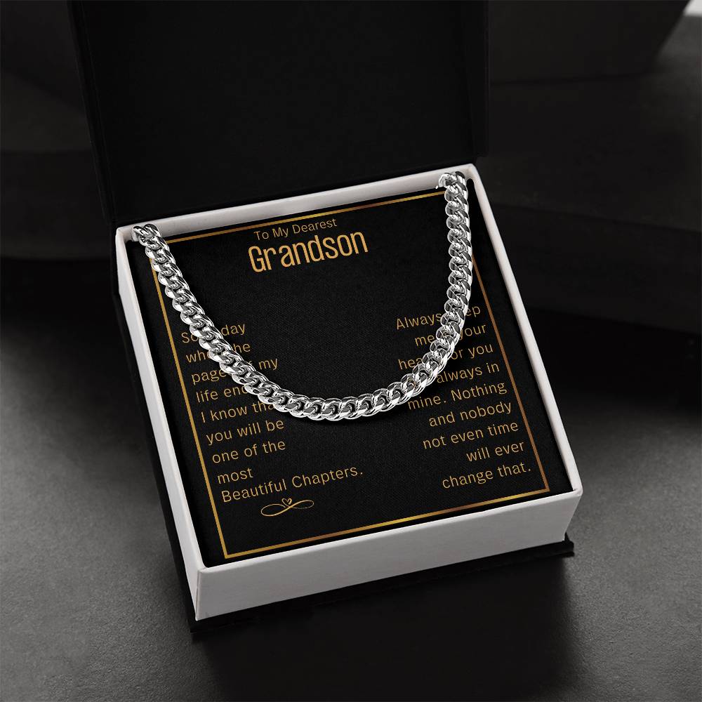 Grandson Cuban Chain Jewelry Necklace For Grandson Keepsake Gifts For Grandsons Personalized Gifts For Grandson Christ Cuban Link Chain
