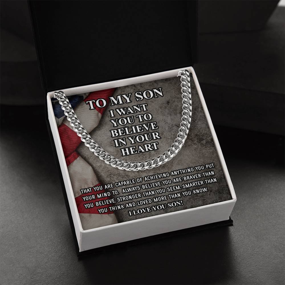 To My Son Necklace Gift For Son Son Graduation Graduate Gift Fathers Day Gift From Mom Father Son Gift Military Depoly Cuban Link Chain
