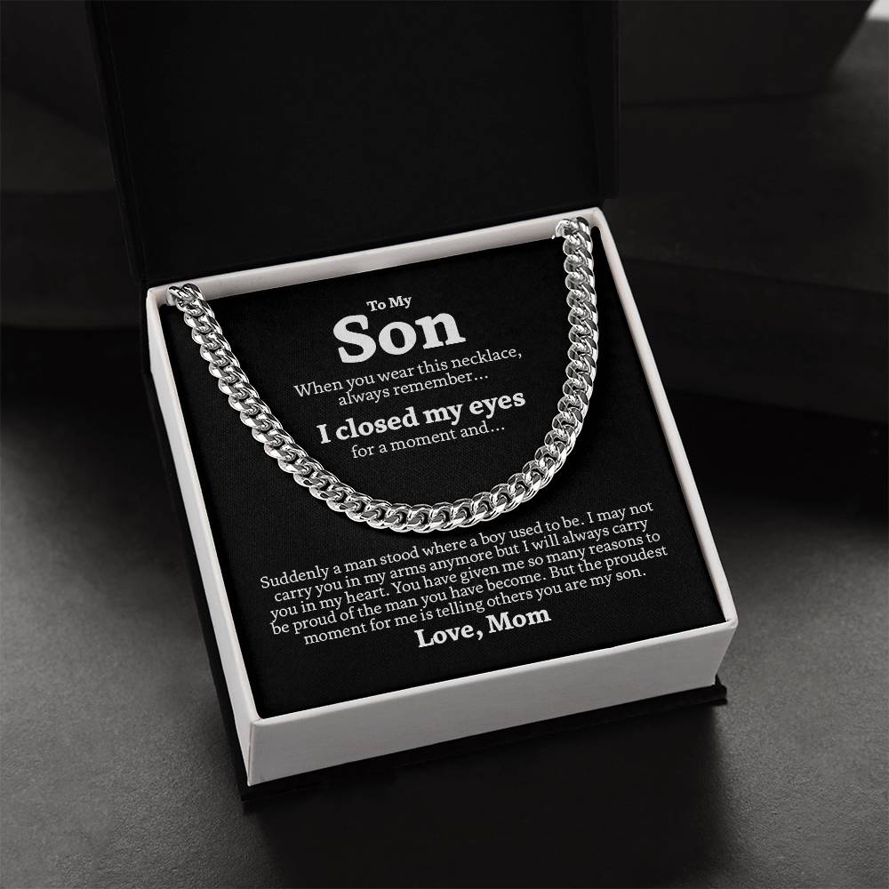 To My Son Chain Necklace Gift For Son From Mom Mother To Son Jewelry Gift Son Birthday Graduation Gift Cuban Link Chain