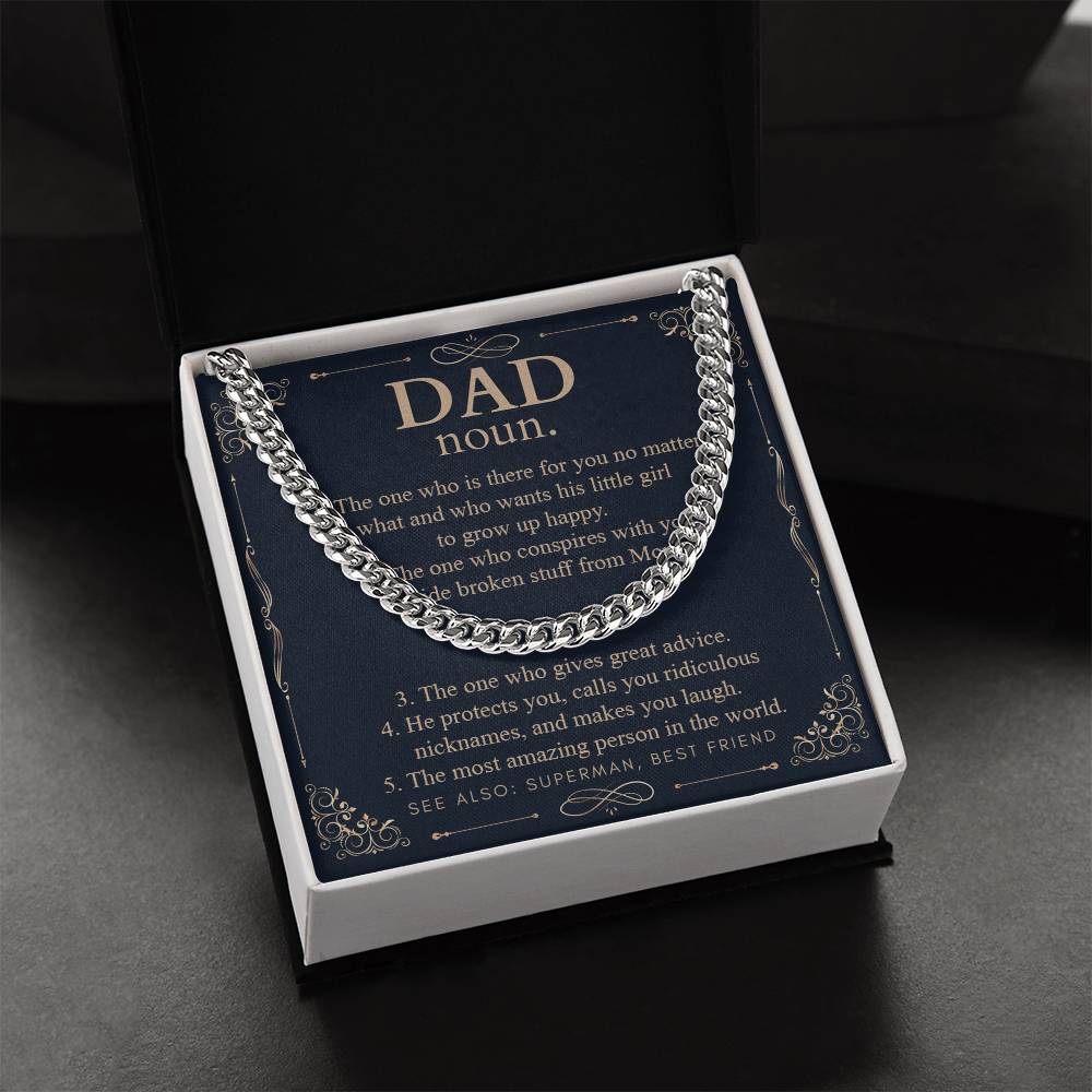 To My Dad Necklace Gift For Dad From Daughter Dad Birthday Anniversary Gift Cuban Link Chain