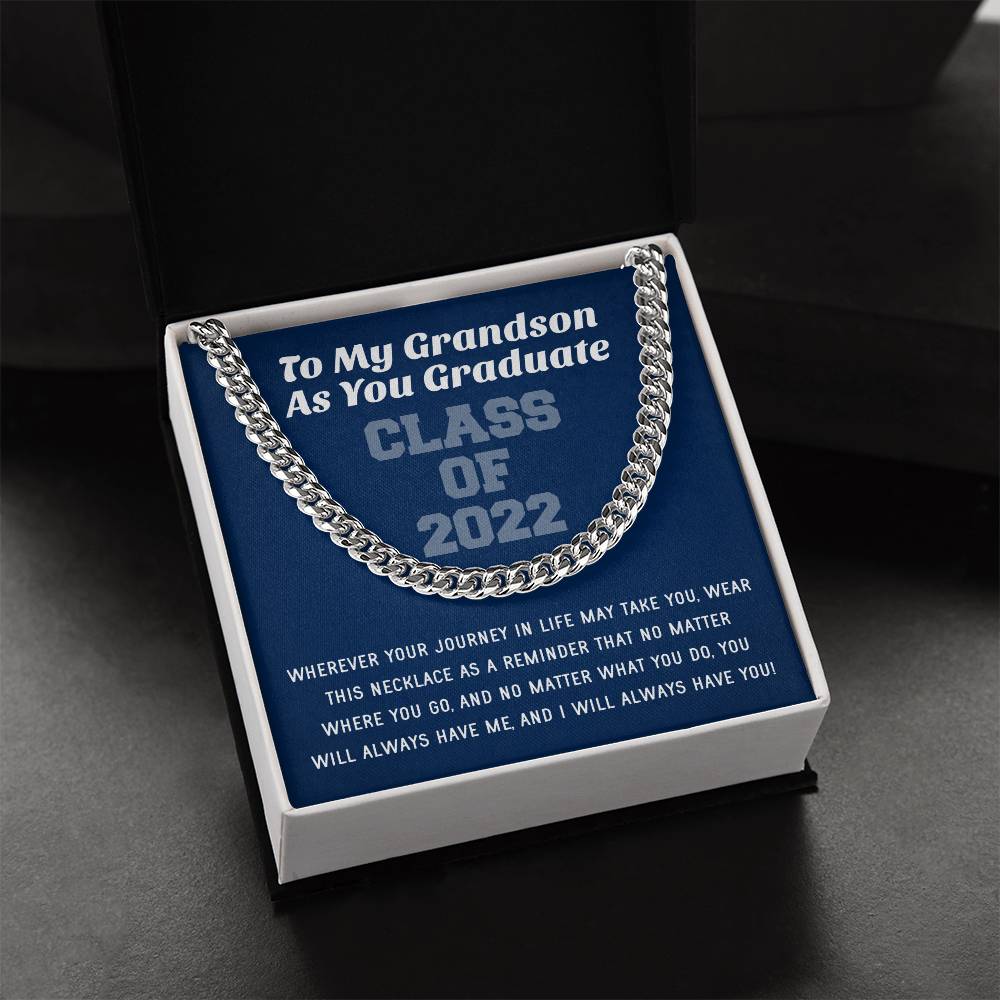 Grandson Graduation Class Of 2022 High School Graduation College Graduation Gift For Grandson Mens Gold Cuban Link Cha Cuban Link Chain