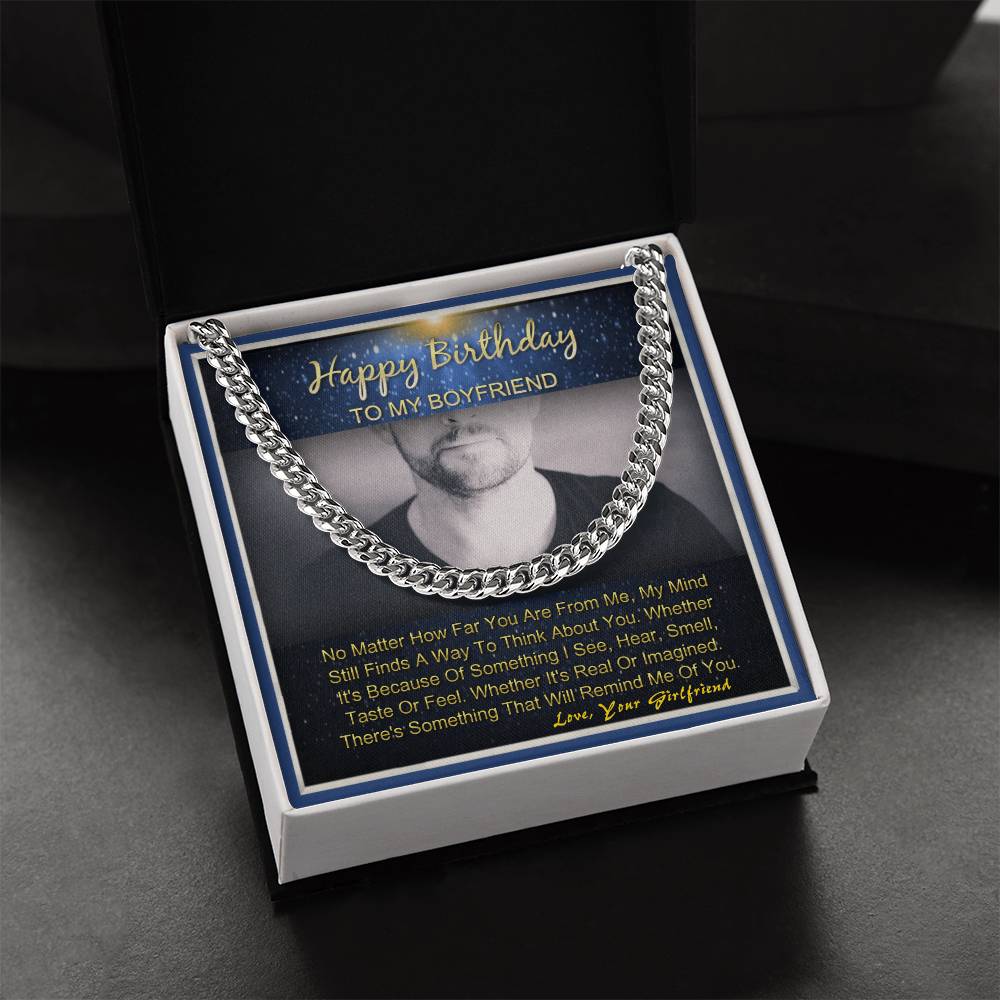 Happy Birthday To My Boyfriend Gifts For Him Cuban Link Necklace Message Card Cuban Link Chain