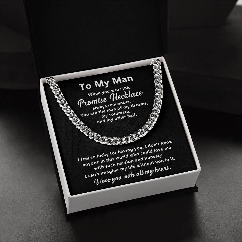 To My Man Promise Necklace Cuban Chain For Him Cuban Link Chain