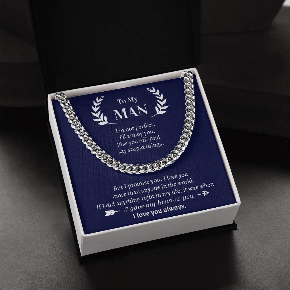 Valentine's Gift For Boyfriendhusband - I Promise I Love You More Than Anyone In The World Cuban Link Chain