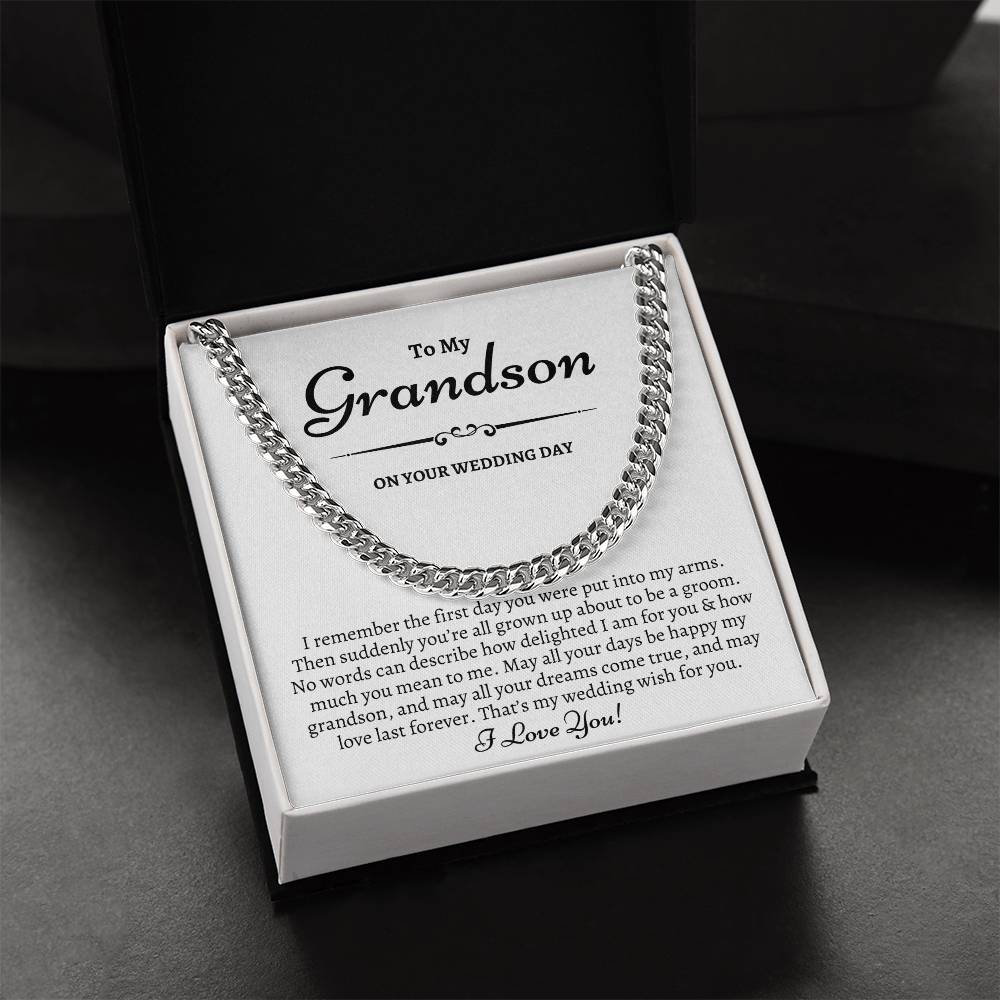 Grandson Wedding Day Gift Gift For Groom From Grandma To My Grandson On His Wedding Day Cuban Link Chain Heartfelt Gif
