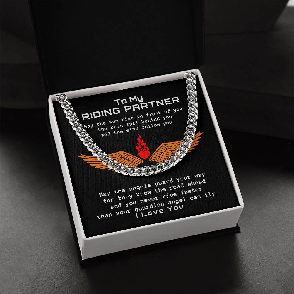 To My Harley Davidson Riding Partner Cuban Link Chain Necklace Gift For Husband Gift For Boyfriend Motorcycle Life Val