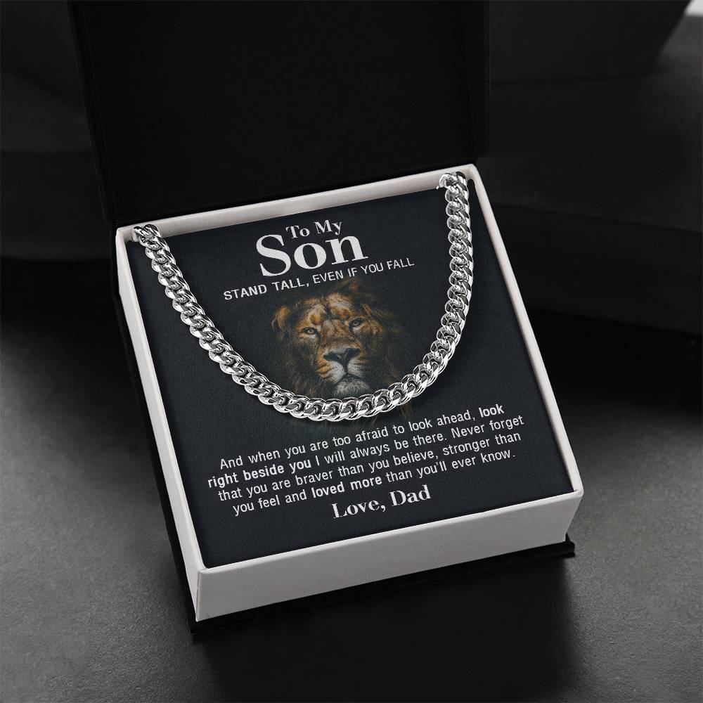 To My Son - Stand Tall From Dad  Cuban Link Chain Necklace
