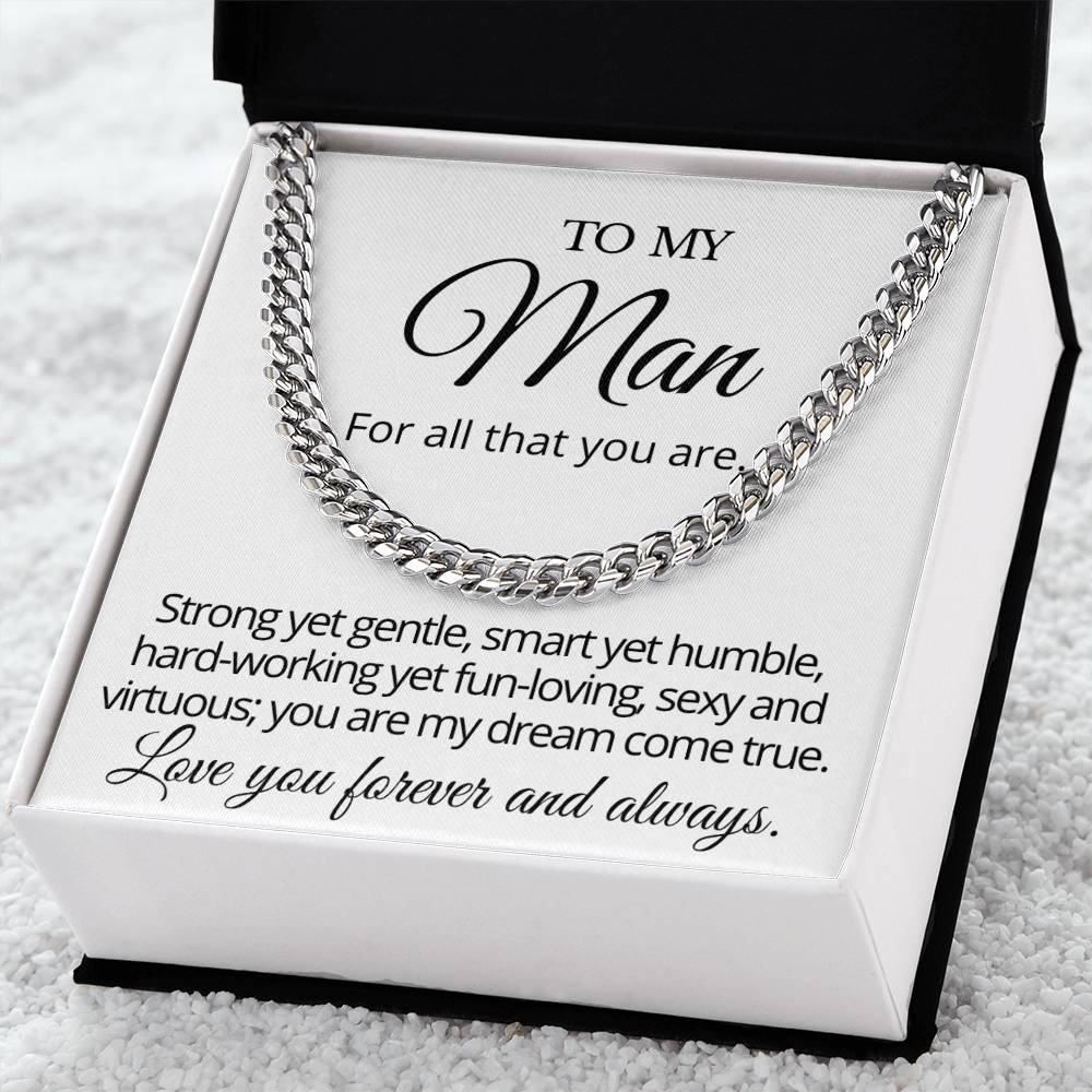 To My Man Cuban Chain Necklace Gift From Wife Cuban Link Chain