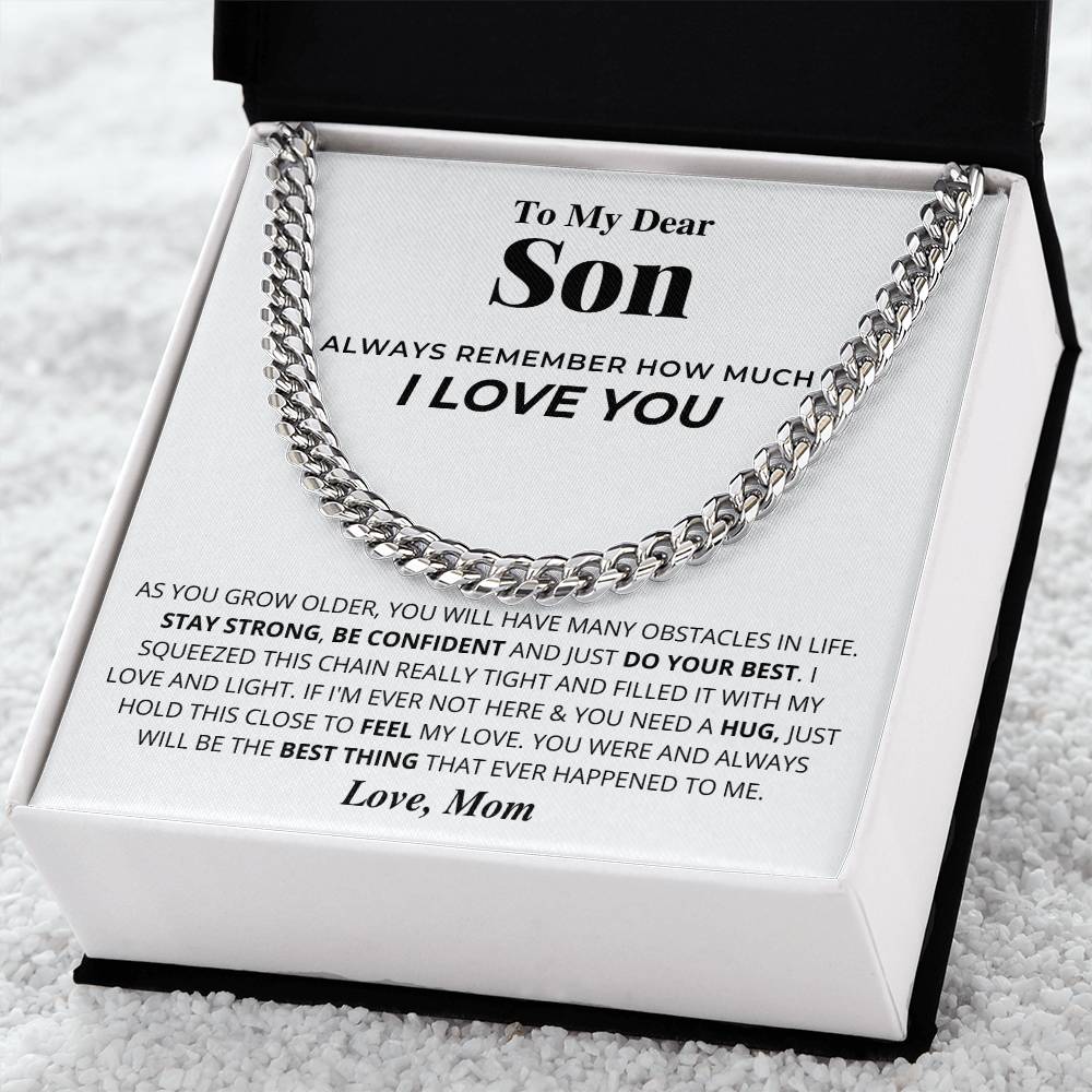Gift To Son From Mom To My Dear Son Necklace Son Birthday Graduation Gift To Grown Up Son Cuban Link Chain