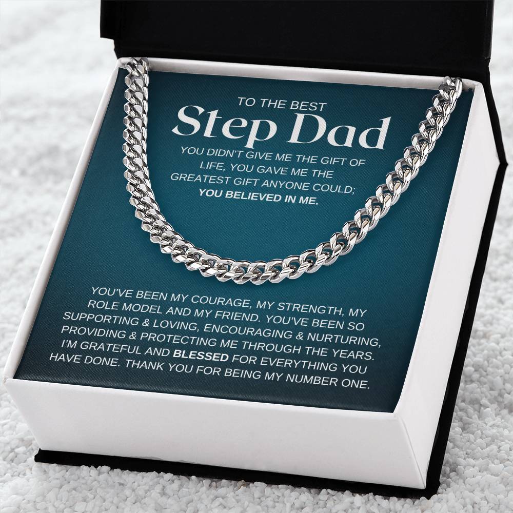 To My Step Dad Cuban Chain Necklace Gift For Step Dad Fathers Day Gift Stepdad Birthday Gift Cuban Link Chain