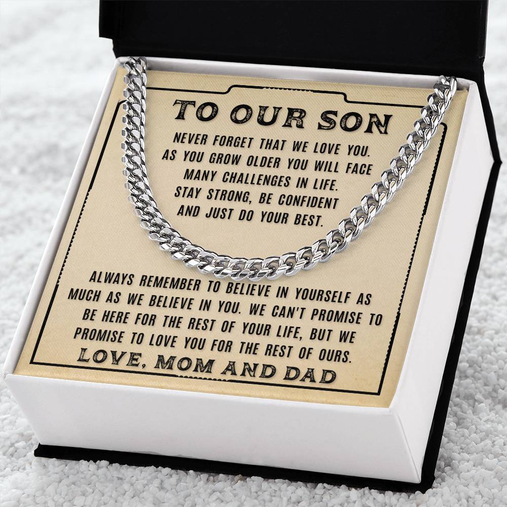 To Our Son - Never Forget That - Cuban Link Chain Necklace