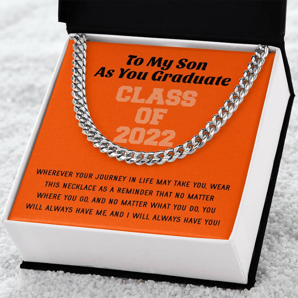 Son Graduation Class Of 2022 High School Graduation College Graduation Gift For Son Mens Gold Cuban Link Chain Necklac