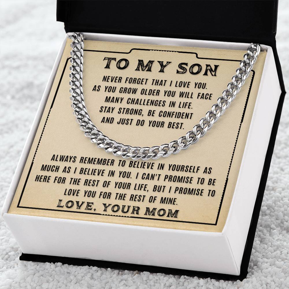 To My Son - Never Forget That -  Cuban Link Chain Necklace