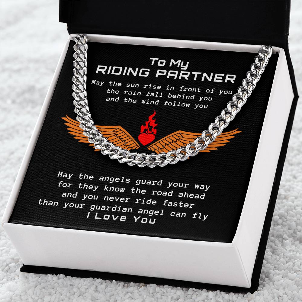 To My Harley Davidson Riding Partner Cuban Link Chain Necklace Gift For Husband Gift For Boyfriend Motorcycle Life Val