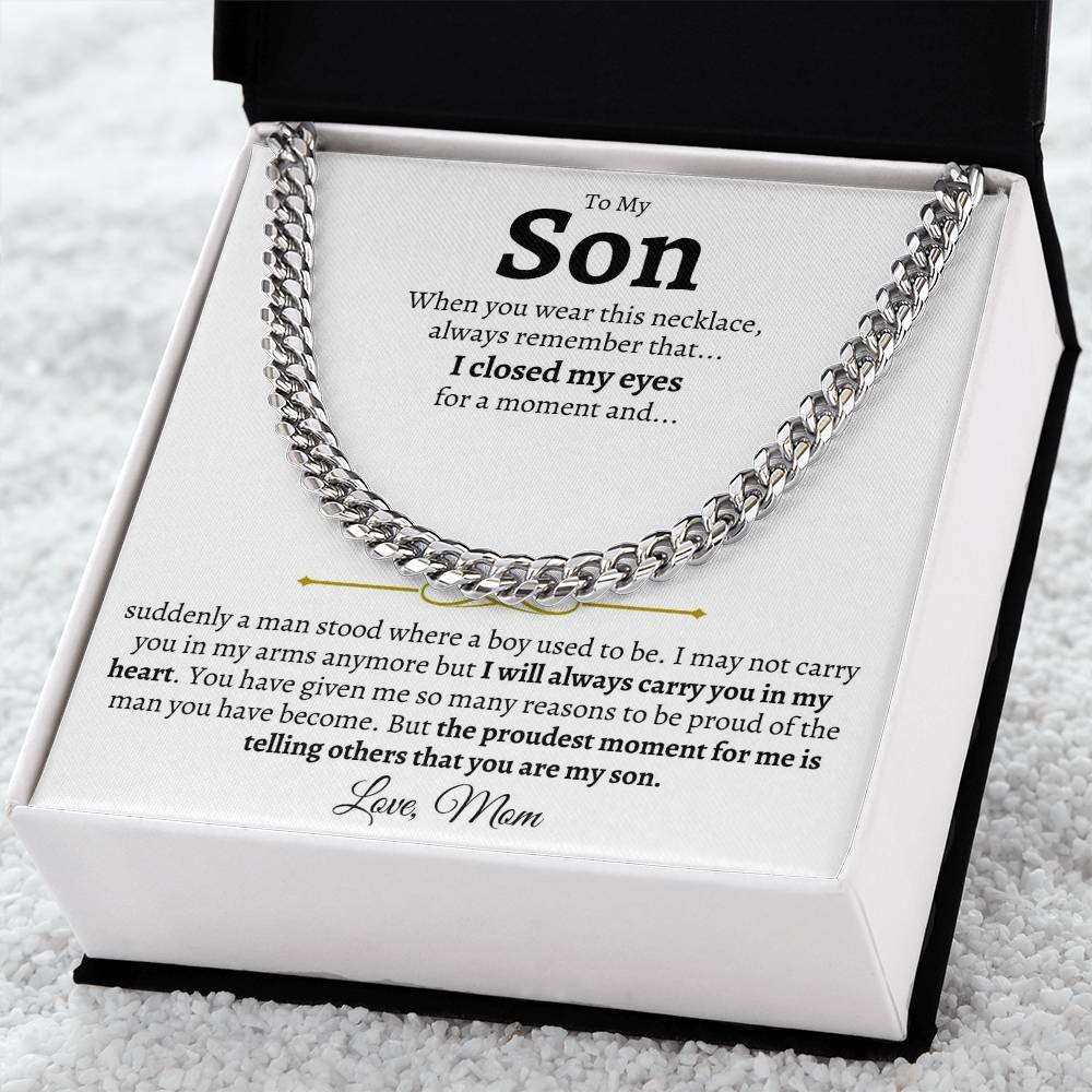 To My Son Chain Necklace Necklace For Son From Mom Gift For Him Birthday Graduation Cuban Link Chain