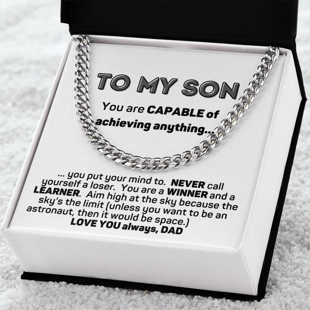 To My Son Cuban Chain Necklace Gift From Dad Cuban Link Chain