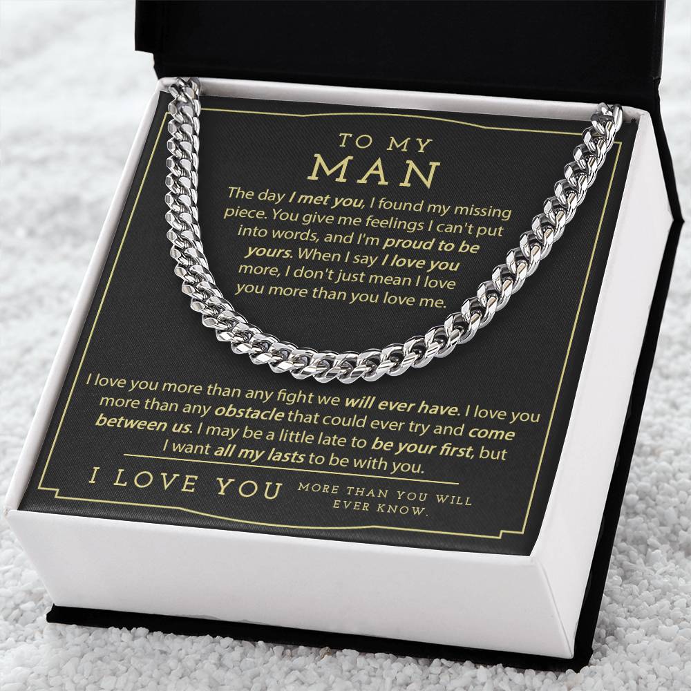 To My Man Necklace Boyfriend Necklace Gift Birthday Gift For Him Chain Necklace For Him Anniversary Husband Gift Cuban Link Chain